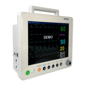 Monitor multiparámetros portátil para uso médico y hospitalario.